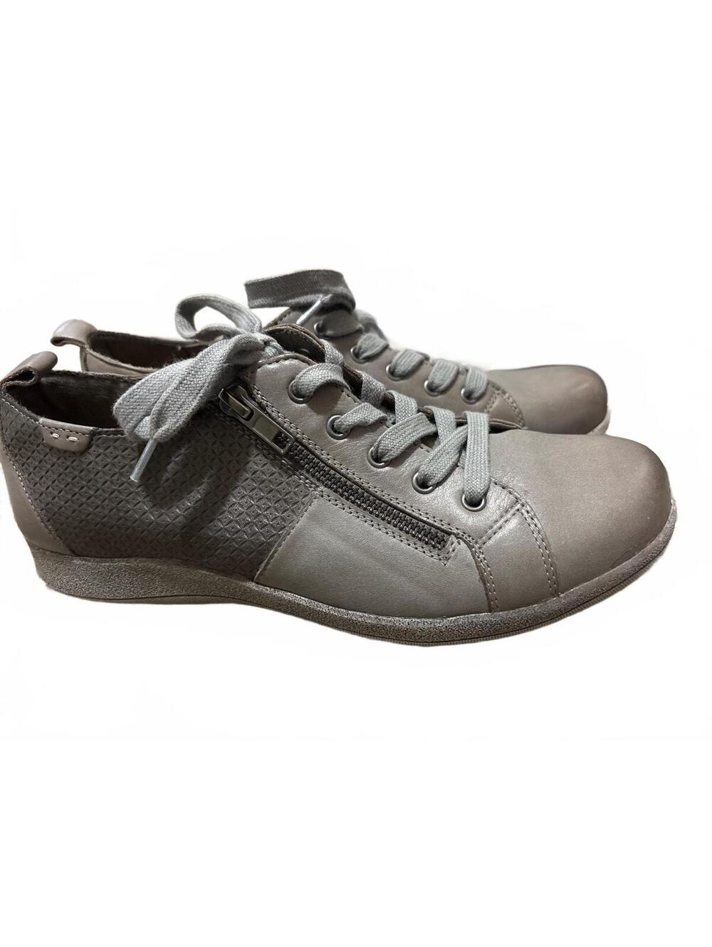 Rockport Cobb Hill Daisey Gray Leather Zip Sneakers Womens Size 8.5 Comfort